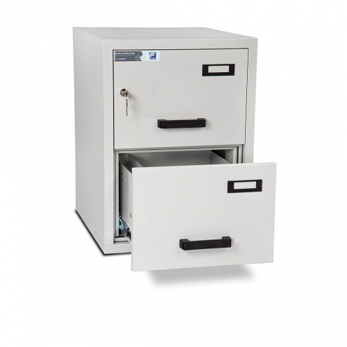 Burton Fireproof Filing Cabinet - 2 Drawers with Key Lock - Image 2